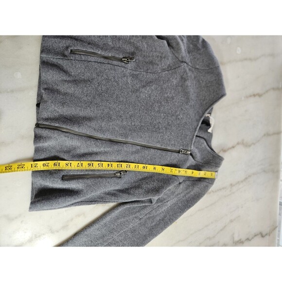 LOFT Bomber Jacket Womens Large Gray Tweed Full Zip Lined Pockets - Picture 6 of 12